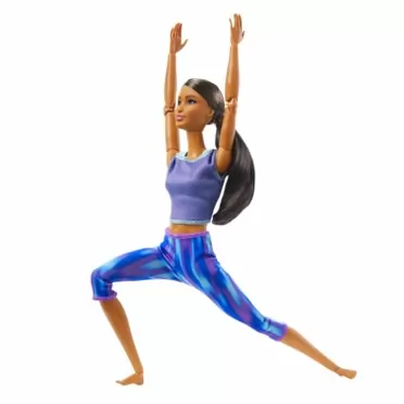 Barbie Made to Move Doll with 22 Flexible Joints & Curly Brunette Ponytail Wearing Athleisure-wear for Kids 3 to 7 Years Old