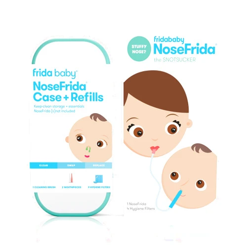 Frida Baby Bundle of Frida Baby Baby Nasal Aspirator NoseFrida The Snotsucker + Frida Baby NoseFrida Case + Refills | Cleaning and Storage for Doctor-Recommended NoseFrida The Snotsucker Nasal Aspirator