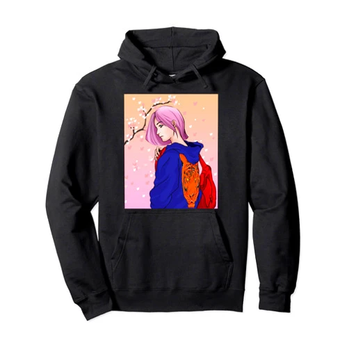 Anime Fans Bekleidungsclub Cherry Blossom Tiger Jacket Kawaii Anime Girl Costume Gift Pullover Hoodie