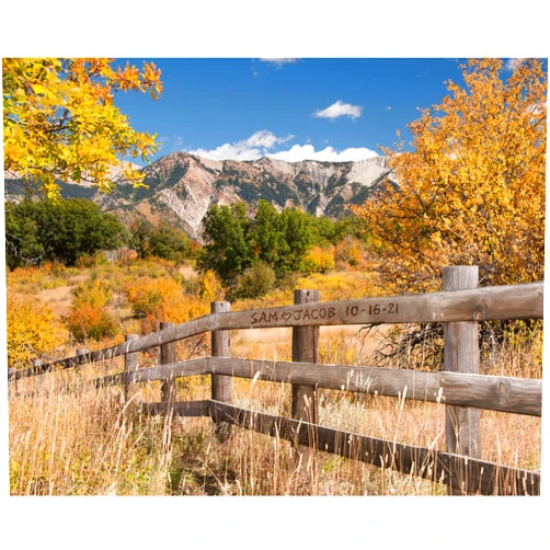 Handmade Rustic Fence Autumn Personalized Print, Country Décor, Name Wall Décor, Rustic Wall Art, Personalized Autumn Wedding Gift