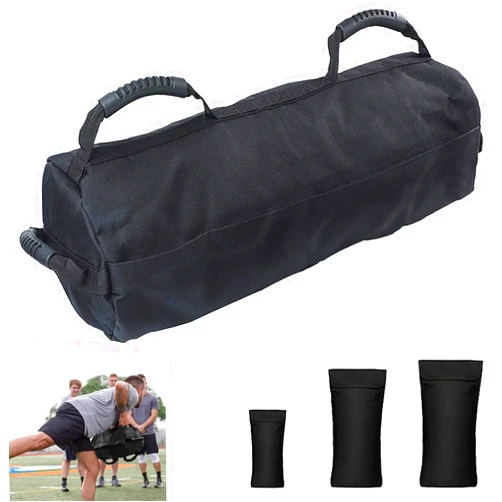 Taeku Fitness Sandbag Adjustable Weighted Power Training Heavy Duty Sand Bag Multiple Handles Gym Bags with 3 Filler Bags for Raw Power Balance Control Exercise Black