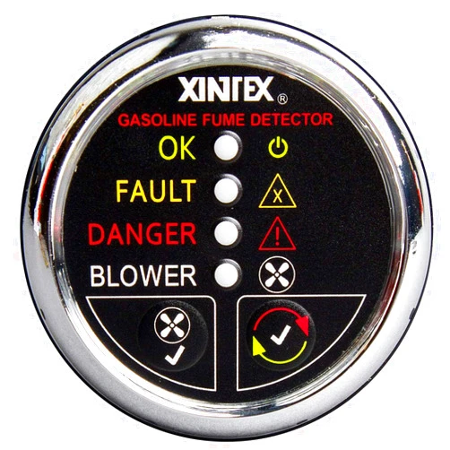Fireboy-Xintex Gasoline Fume Detector w/Blower Control - Chrome Bezel - 12V