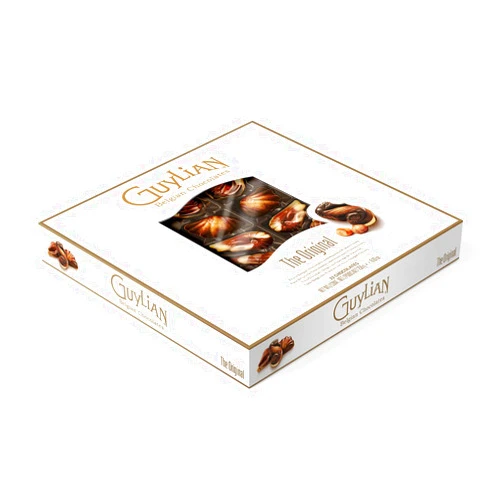 GuyLian Belgian Chocolate Gift Box, Includes Silky Smooth Sea Shell Shaped Milk Chocolates with a Creamy Hazelnut Praline Filling, 22 Count