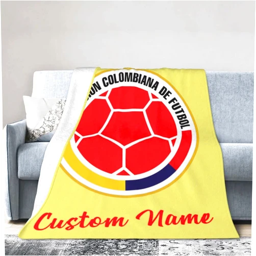 Rgubvui Colombia Soccer Blanket World Cup Custom Blankets Personalized Name Fleece Throw Blankets Gifts for Soccer Fans