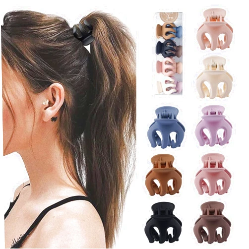 FRDTLUTHW Hair Clips 1.37 Inch Colored Small Hair Claw Clips for High Ponytail(pack of 8)