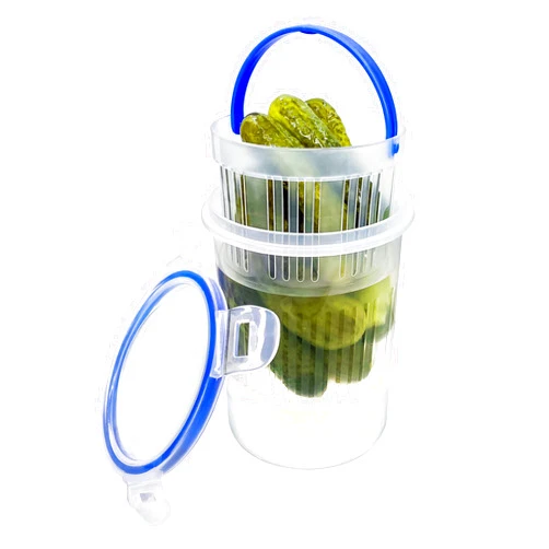 KIKINIKO Pickle Jar 24 oz pickle container with strainer Pickle Holder Keeper Lifter, pickle storage container pickle strainer, Flip Jar with Leak Proof and Lock It Lid