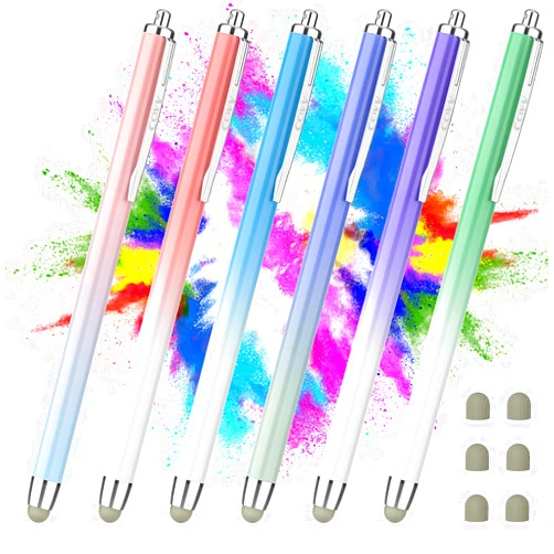 CCIVV Stylus Pens for Touch Screens, 6 Pack High Sensitivity Capacitive Stylus for iPad iPhone Samsung Galaxy and Tablets, Extra 6 Replacement Tips