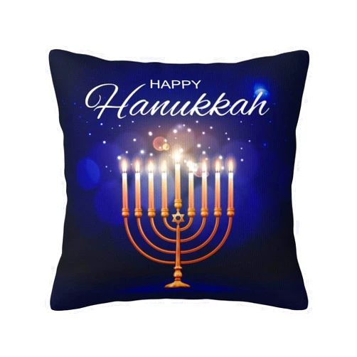 Jgzhyy Happy Hanukkah Holiday Decorative Throw Pillow Covers Super Soft Pillowcase for Living Room Bedroom Car Sofa Couch Cushion Cover 18x18in