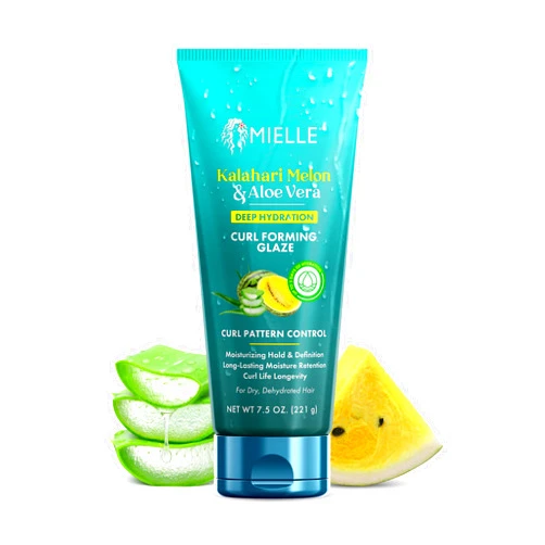 Mielle Organics Mielle Curl Forming Glaze - Kalahari Melon & Aloe Vera Deep Hydration Styling Gel for Dry, Curly and Textured Hair - Enhances Curl Definition with Long-Lasting Hold & Shine (7.5oz)