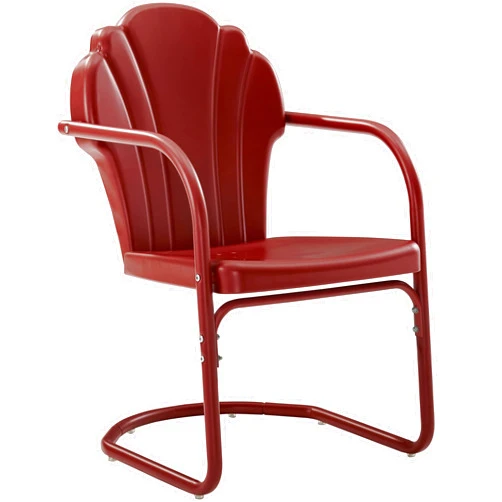 Crosley Furniture Tulip 2-Piece Outdoor Chair Set, Retro Metal Patio Chairs for Dining, Porch, Deck, Balcony, Dark Red Satin