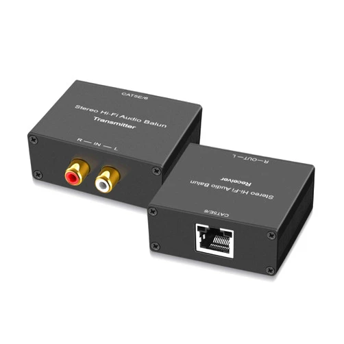 ZUZONG Stereo Hi-Fi Audio Balun, Analog Audio Extender, Stereo RCA to Stereo RCA Audio Over Cat5e/Cat 6 Extender