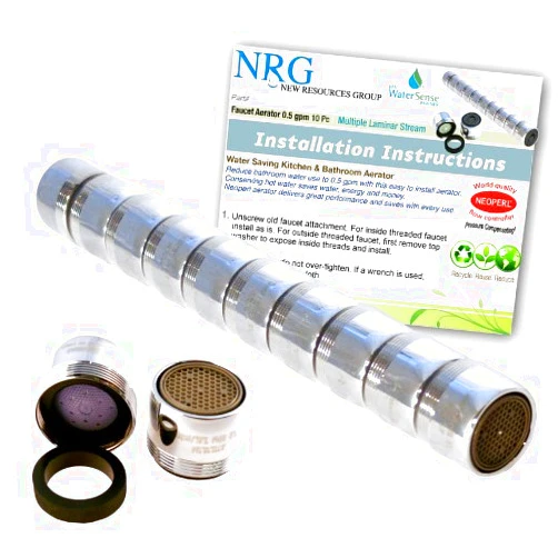 New Resources Group 10 pc Lifesaver Pro-PACK Faucet Aerators Water saving Bathroom/Kitchen 1.0 gpm Aerated Stream