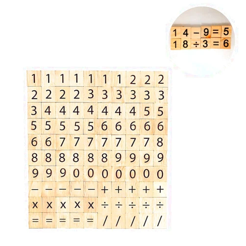 Vos Risus 100 PCS Wood Scrabble Tiles Numbers and Symbols for Crafts - DIY Wood Gift Decoration-Child Education Mathematical Calculation