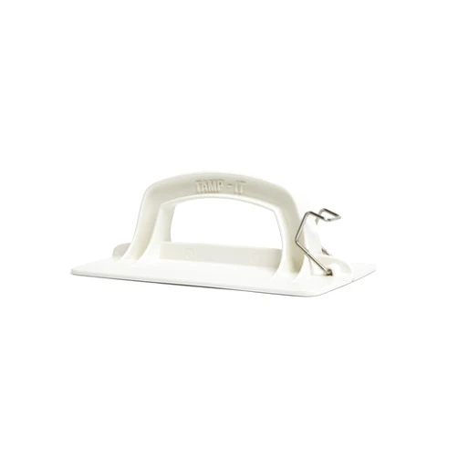 TAMP-IT HandyPress Hand Trash Compactor Tool- Heavy Duty Hand Tamper Tool for Kitchen, Home, Commercial Bins, Garbage, & Waste Recycling, Space-Saving Trash Smasher with Hanging Hook, White, 10 x 6 in