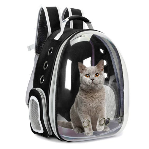 Cacihato Cat Bubble Backpack Carrier for Small Medium Dogs Cats Carrying Bag, Airline Approved Pet Travel Carrying Bag Dog Hiking Walking Outdoor Backpack (Black)