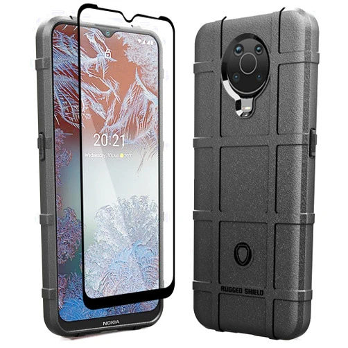 Sucnakp Nokia G10/G20/6.3 Shock-Absorbent Case with Screen Protector - Heavy Duty Impact Resistant Cover in New Black
