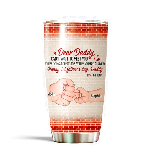 Generic Personalized Tumbler For Future Daddy From Mommy Baby Bump Dear Daddy I Can't Wait To Meet You Fist Bump Hands Custom Name 20oz With Lid Travel Cup New Dad Gifts For Men For 1st Father's Day