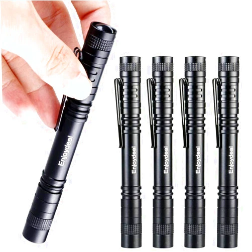 Enjoydeal 5PCS Pen Light Flashlight Ultra Slim Portable LED 1000LM Pocket Penlight Torch with Clip Powered by 2 x AAA Battery (not Include)