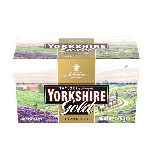 Yorkshire Tea, Gold, Pillow Tea Bags, 40 Count (Pack of 5), Premium Blend, Rich, Smooth, and Satisfying, Classic British Breakfast Blend, Caffeinated, Enjoy Hot or Iced, 40 Teabags