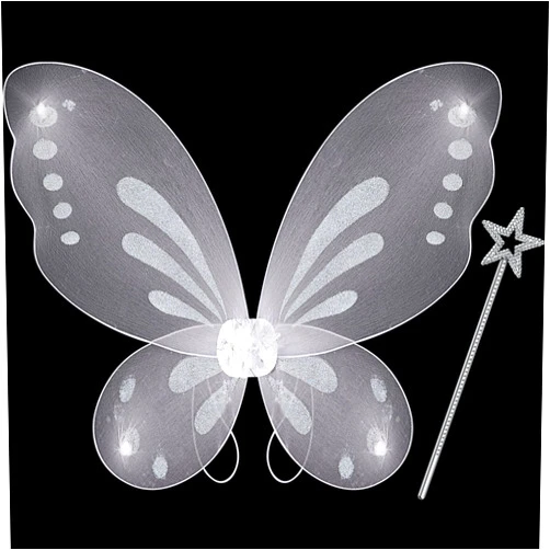 Sratte Fairy Princess Butterfly Wings Girls Kids Butterfly Costumes Set Star Wands Adults Christmas Birthday Party