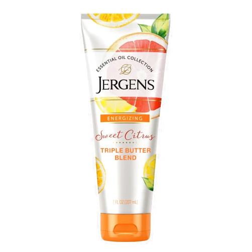 Jergens Sweet Citrus Body Butter, Hand and Body Lotion, Moisturizer for Women, Lotion with Essential Oil for Indulgent Moisturization, 7 Oz