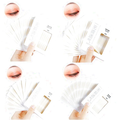 LOGRRMTH 4 boxes Eyelid Tape, Invisible Double Eyelid Lifter Strips,Breathable&Waterproof，Instant Eyelid Lift for Heavy Saggy, Hooded, Uneven, Mono-eyelids, with Fork Rods and Tweezers