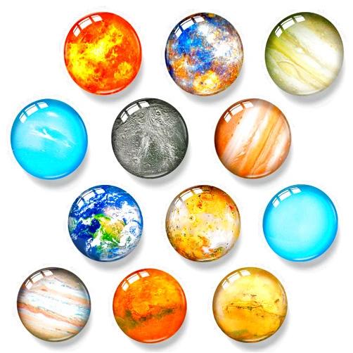 LINKIM BOLLY 12 Planets Glass Fridge Magnet Star Fridge Magnets Decoration Planetary Refrigerator Magnets for Kitchen, School, Office, Classroom, Whiteboard, Cabinet and Dishwasher