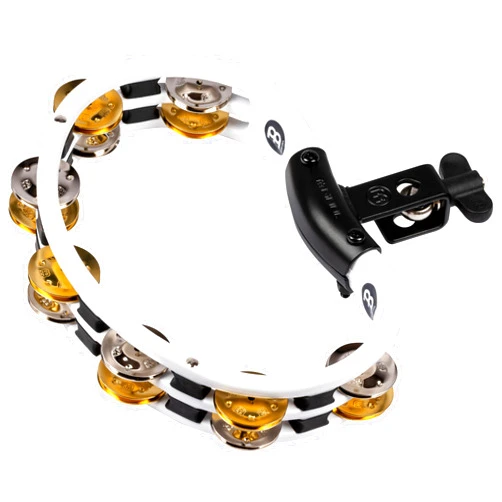 Meinl Percussion Synthetic Mountable Tambourine Musical Instrument for Recording or Live — NOT Made in China — Double Row Jingles, 2-Year Warranty (TMT2M-WH)