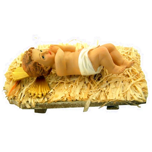 Religious Gifts Infant Jesus Christ in Crib 2 Piece Resin Christmas Nativity Statue, 7 Inch