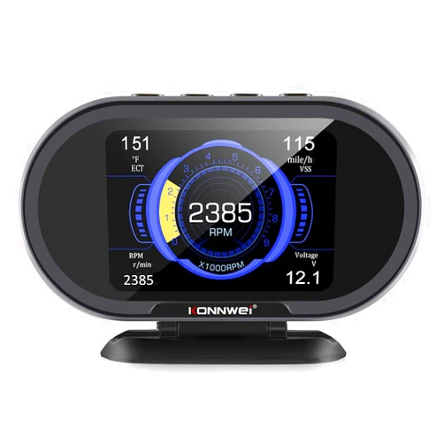 KONNWEI KW206 Car OBD2 HUD Digital Meter Gauge All in One Automotive Trip Computer Smart OBD Speedometer Water Temperature Fuel Pressure Tester for All 2003 and Newer Cars