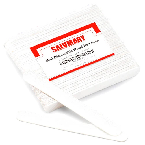 SALVMARY Professional Nail Files Double Sided Emery Board 80/100 Grit for Poly Gel Acrylic Nail Extension Manicure Pedicure Tool White 50Pcs