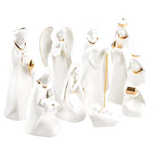 Mikasa Holiday Splendor 8 Piece Nativity Set, cream