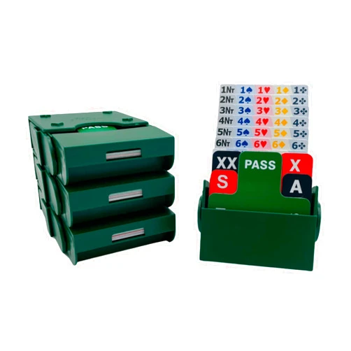 Baron Barclay - Super Bridge Boxes - Set of 4 Bidding Devices with Plastic Bidding Cards (Green)