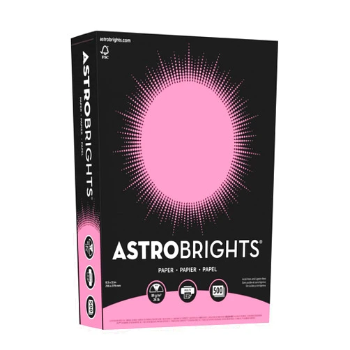 Neenah Bright Color Paper, Neenah Astrobrights®, Letter Paper Size, 24 Lb, FSC® Certified, Pulsar Pink, Ream of 500 Sheets