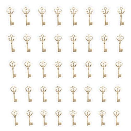 Ruwado 50 Pcs Keys Pendants Beading Supplies Vintage Metal Mini Key Charms for DIY Jewelry Making Kit Handmade Necklace Bracelet Key Ring Chain Earring Party Decoration