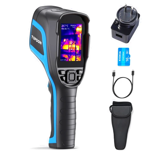 TOPDON TC004 Thermal Imaging Camera, 256 x 192 IR High Resolution 12-Hour Battery Life Handheld Infrared Camera with PC Analysis and Video Recording Supported, 16GB Micro SD Card