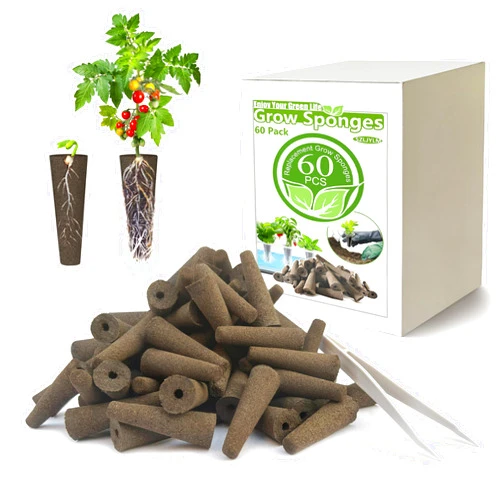 SZLJYLM Grow Sponges 60 Pack, Hydroponics Replacement Root Growth Sponges Compatible with Aero Garden iDOO and Most Other Brands