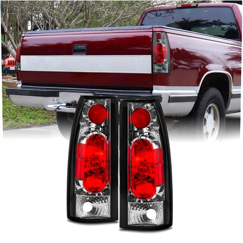 AKKON - For Chevy C/K C10 Tahoe GMC Jimmy Sierra Suburban Yukon Pickup Truck Chrome Clear Tail Lights Brake Lamps