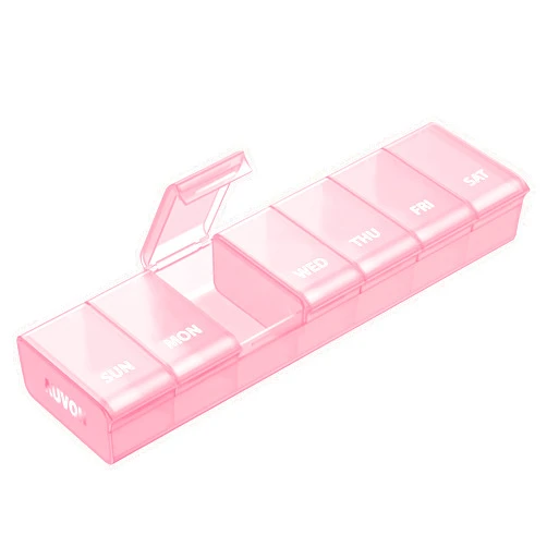 AUVON Pink XL Weekly Pill Organizer with Effortless Opening Design, Arthritis Friendly Pill Box, BPA-Free Pill Organizer 7 Day, Cute & Portable Pill Case for Vitamins, Supplements and Medications