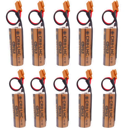 KUANMAI 10Pcs CR8.LHC 17450 Battery with Brown Plug for Fuji Battery Memory Backup Power Source Water Meters Battery