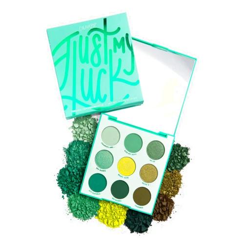 ColourPop Just My Luck Green Eyeshadow Palette - Green & Neutral Eyeshadow Palette with Matte & Metallic Finishes - High-Pigment Eye Makeup with a Long-Wearing Formula (0.3 oz)