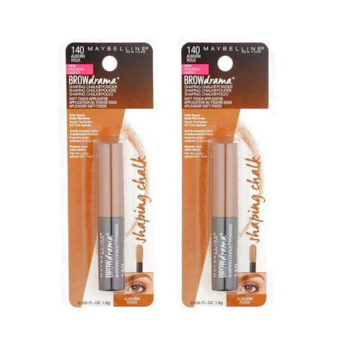 MAYBELLINE Pack of 2 Maybelline New York Brow Drama Shaping Chalk Powder, Auburn 140