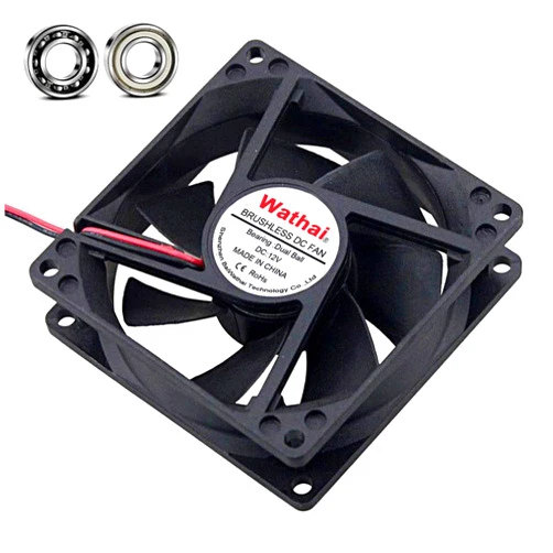 Wathai 80mm x 25mm DC Brushless Case Cooling Fan 12V 0.35A Ball Bearing 4500RPM High Speed
