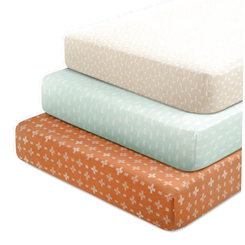 Delta Children Fitted Crib Sheets for Girls and Boys - 100% Organic Cotton Crib Sheet for Standard Crib and Toddler Mattresses - 28x52 Inch - GOTS Certified (Pack of 3), Neutral Boho