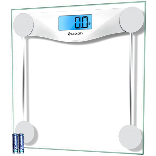 Etekcity Digital Body Weight Bathroom Scale, Large Blue LCD Backlight Display, High Precision Measurements,6mm Tempered Glass, 400 Pounds Digital Silver