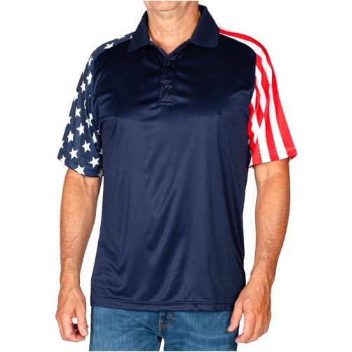 American Summer TheFlagshirt Men's Patriotic Performance Golf American Flag Classic Fit Polo Shirt