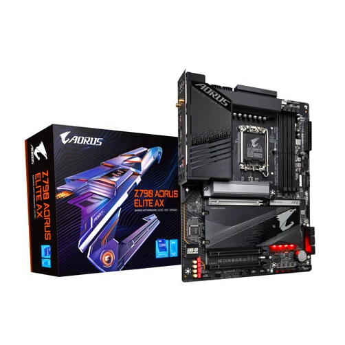 GIGABYTE Z790 AORUS Elite AX (LGA 1700/ Intel Z790/ ATX/ DDR5/ Quad M.2/ PCIe 5.0/ USB 3.2 Gen2X2 Type-C/Intel WiFi 6E/ 2.5GbE LAN/Q-Flash Plus/PCIe EZ-Latch/Gaming Motherboard)