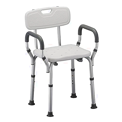 HEALTHLINE Shower Chair with Arms and Back - Shower Chair for Elderly and Disabled Shower Stool with Adjustable Height - Shower Chair for Inside Shower 300 lb Capacity