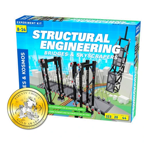 Thames & Kosmos Structural Engineering: Bridges & Skyscrapers | Science & Engineering Kit | Build 20 Models | Learn about Force, Load, Compression, Tension | Parents' Choice Gold Award Winner, Blue