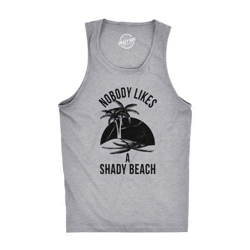Crazy Dog T-Shirts Mens Shady Beach Funny Cool Tees Sleeveless Gym Workout Novelty Fitness Tanktop